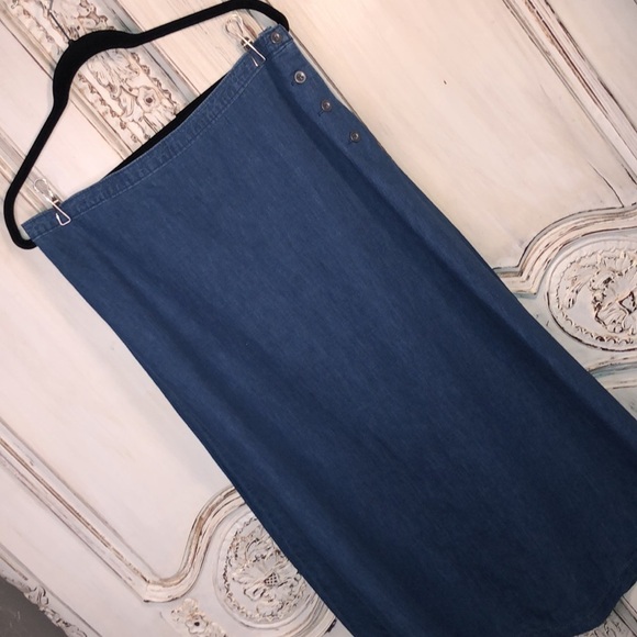 VINTAGE Essentials Style Chambray 100% Cotton Maxi Skirt Size 14 - Picture 2 of 11